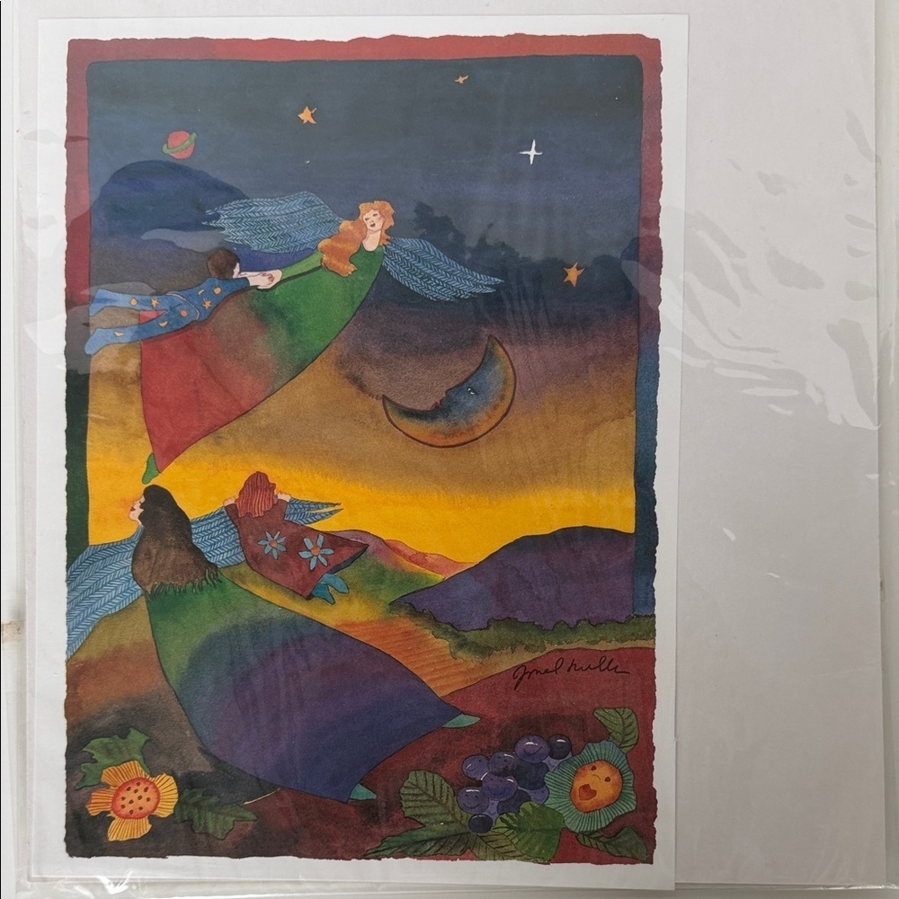 NEW Jessel Miller Watercolor Painting Angel Ease from Angels in the Vineyards
